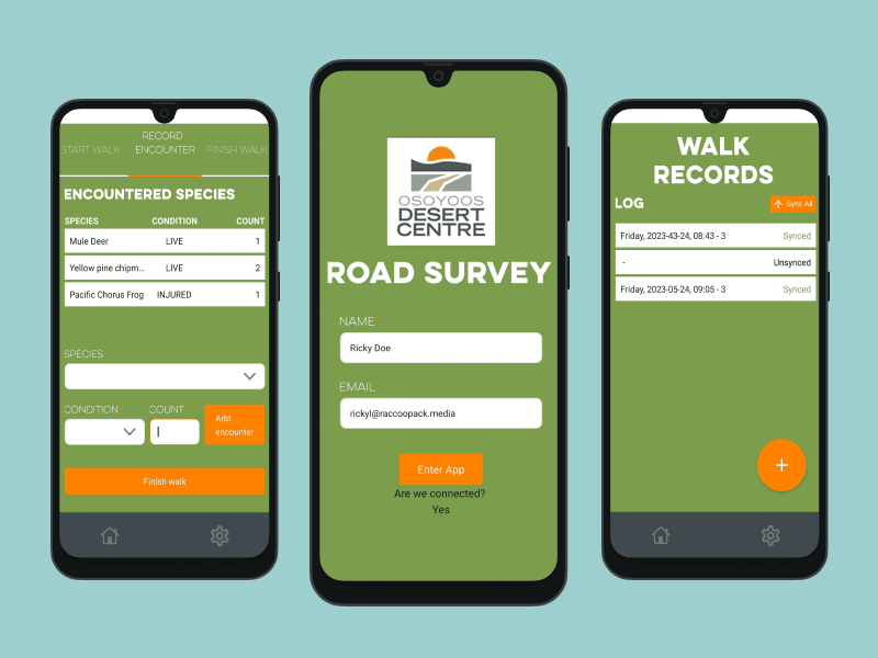 Location Based Road Survey App - Osoyoos Desert Centre